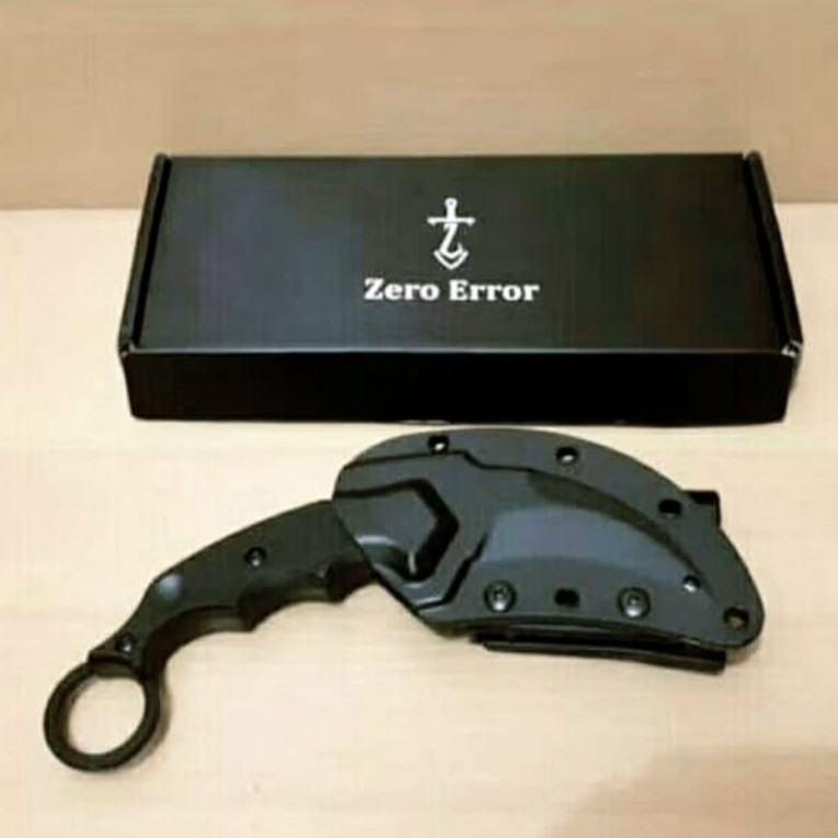 Pisau Karambit ZERO ERROR Hitam Tactical Outdoor Full Hitam dengan Sarung Keras