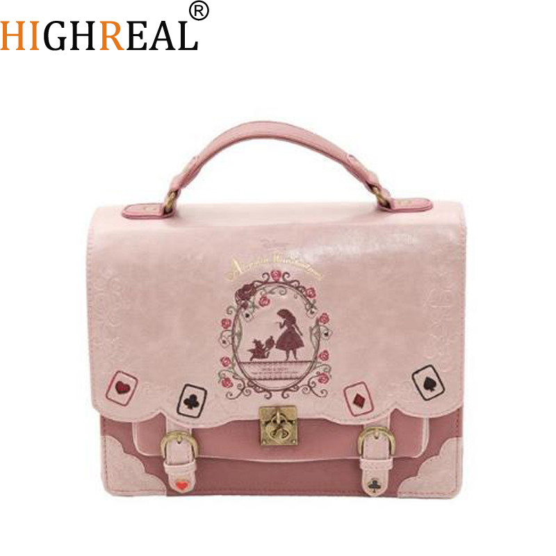 Alice In Wonderland Shoulder Bags Axes Femme Vintage Student Schoolbag Playing Cards Silhouette Hand