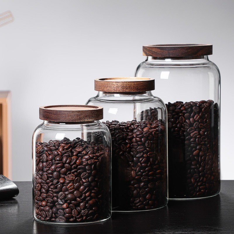 

New Coffee Beans Vacuum Sealed Tank Transparent Glass Food Storage Jars Household Moisture-proof Air Airtight Container