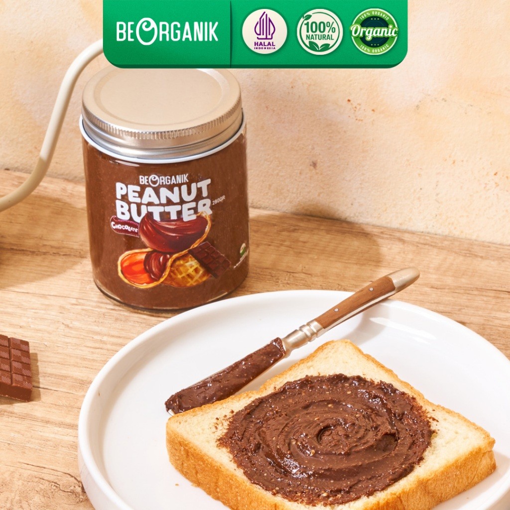 

Beorganik CHOCOLATE Peanut Butter / Selai Kacang Cokelat Tanpa Gula Bebas Gluten Vegan Halal 280gr