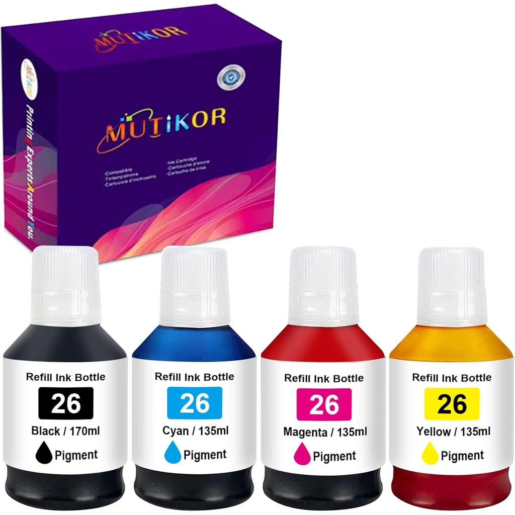 

GI-26 GI26 GX7021 Pigment Ink Bottles for MAXIFY GX3020 GX4020 GX5020 GX6020 GX6021 GX7020 GX7021 (4 Pack, 170ML/135ML)