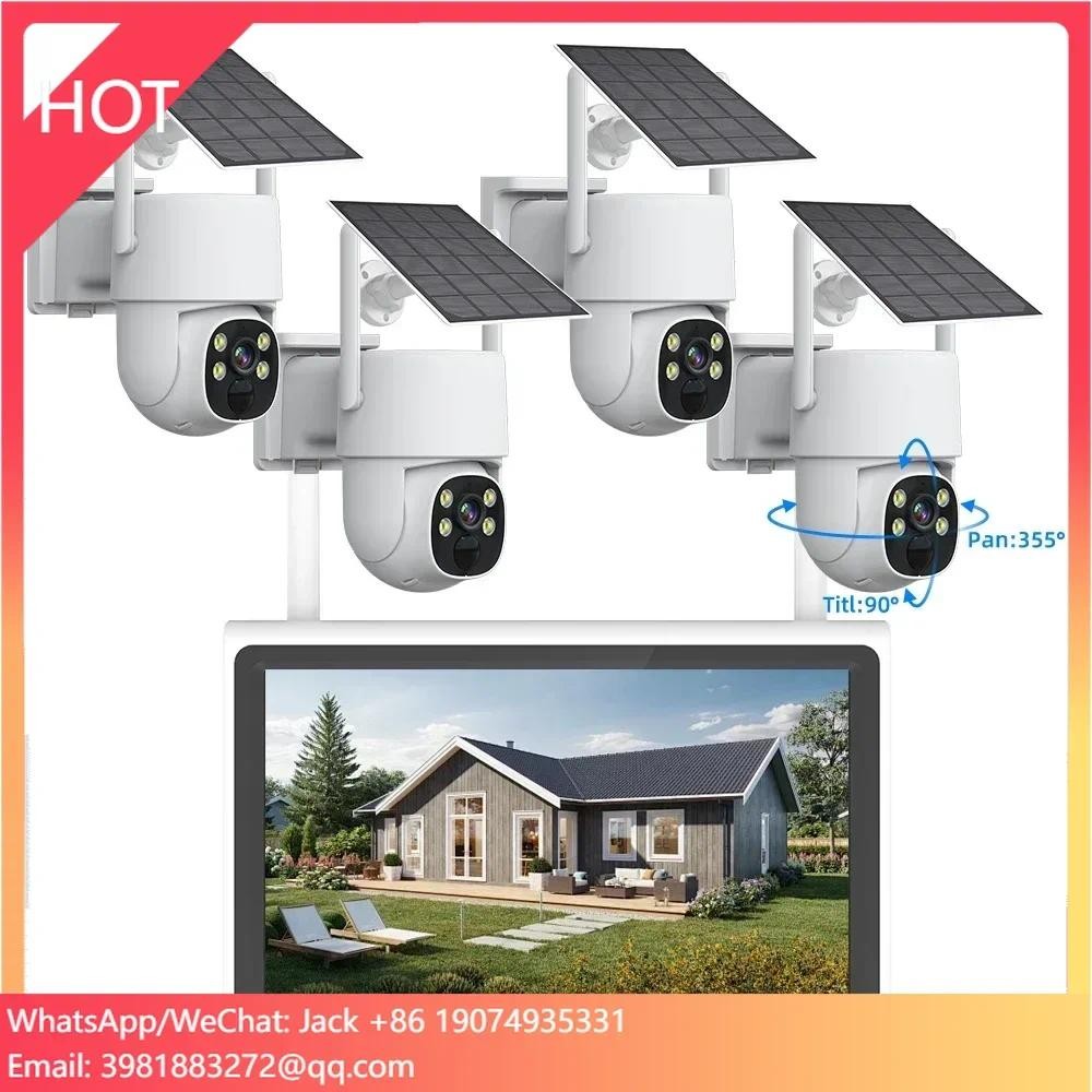 10.1 Inch 4CH EseeCloud Solar Wireless NVR Kit 4MP CCTV Surveillance Security Camera System Solar WI