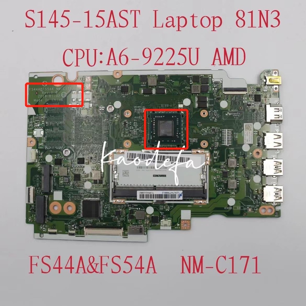 for Lenovo Ideapad S145-15AST Laptop Motherboard WIN A4-9125U A6-9225 CPU_UMA NM-C171 FRU:5B20S41907