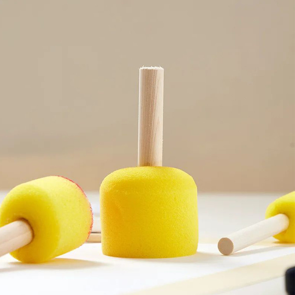 

5Pcs Sponge Stamps Sponge Stencil Brush Round Wooden Handle Painting Brushes Multifunctional Drawing Tool for Drawing Craft