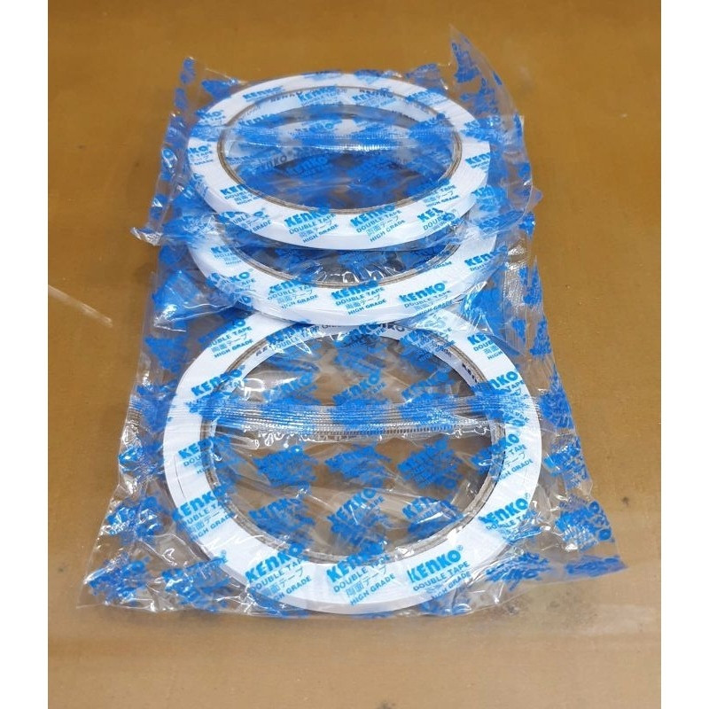 

( 48 Buah ) Double Sided Tape Perekat 2 Sisi KENKO 6 mm x 15 yard ( 1/4 inch ) Blue core