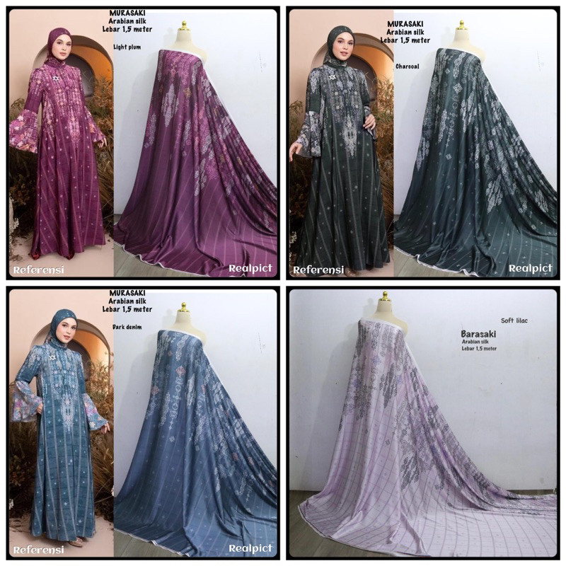 Kain arabian silk motif murasaki per setengah meter / kain silk terbaru / kain viral / kain seragama