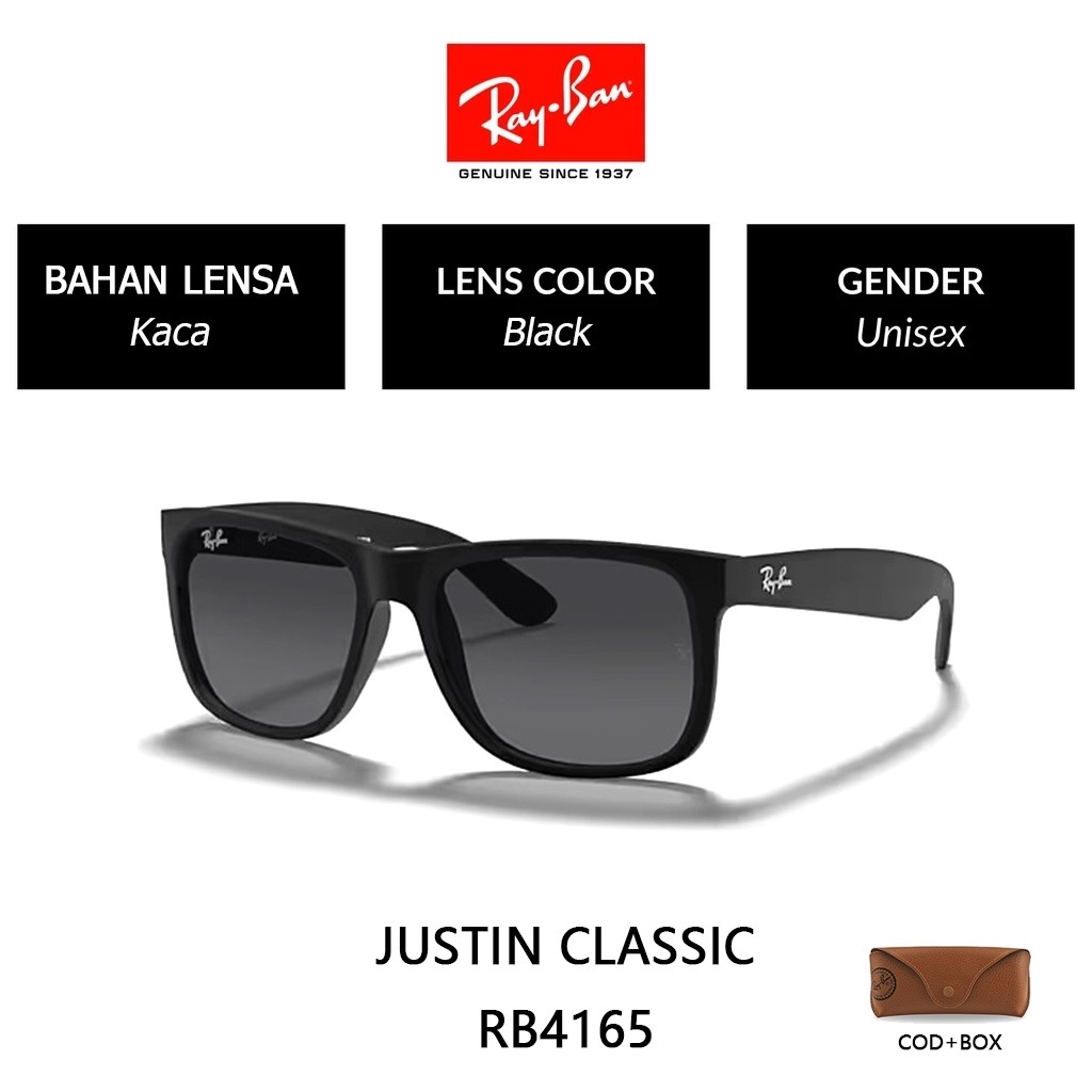 New 【100% Original】Kacamata Hitam RAY-BAN JUSTIN CLASSIC  Large RB4165 Global Fitting Sunglasses Ori