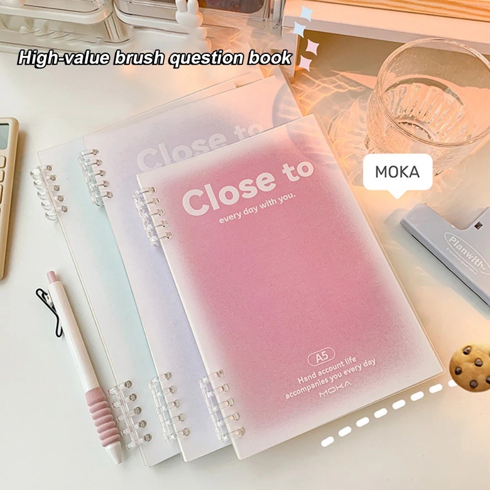 Simple Stationery A5/B5 Binder Notebook PVC Cover Gradient Color Kawaii Loose-Leaf Notebook Horizont