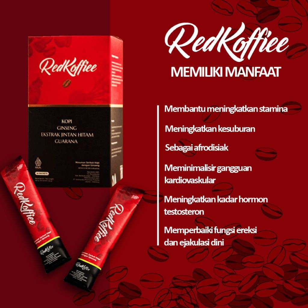 

Kopi meah Red Koffiee 1 Box isi 10 Sacshet Original