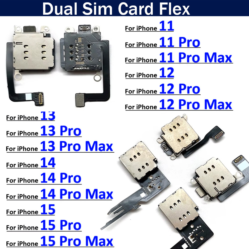 Dual SIM Card Tray Socket Slot Adapter Connector Reader Flex Cable Dual SIM Card For iPhone 11 12 13