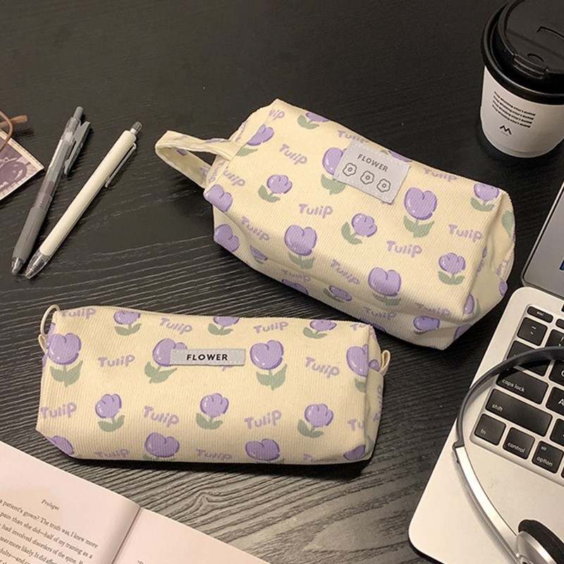 

Tulip Girls Pencil Bag Large Capacity Pencil Storage Bags Multi-Functional Pen Pouch for School Supplies Makeup Bag