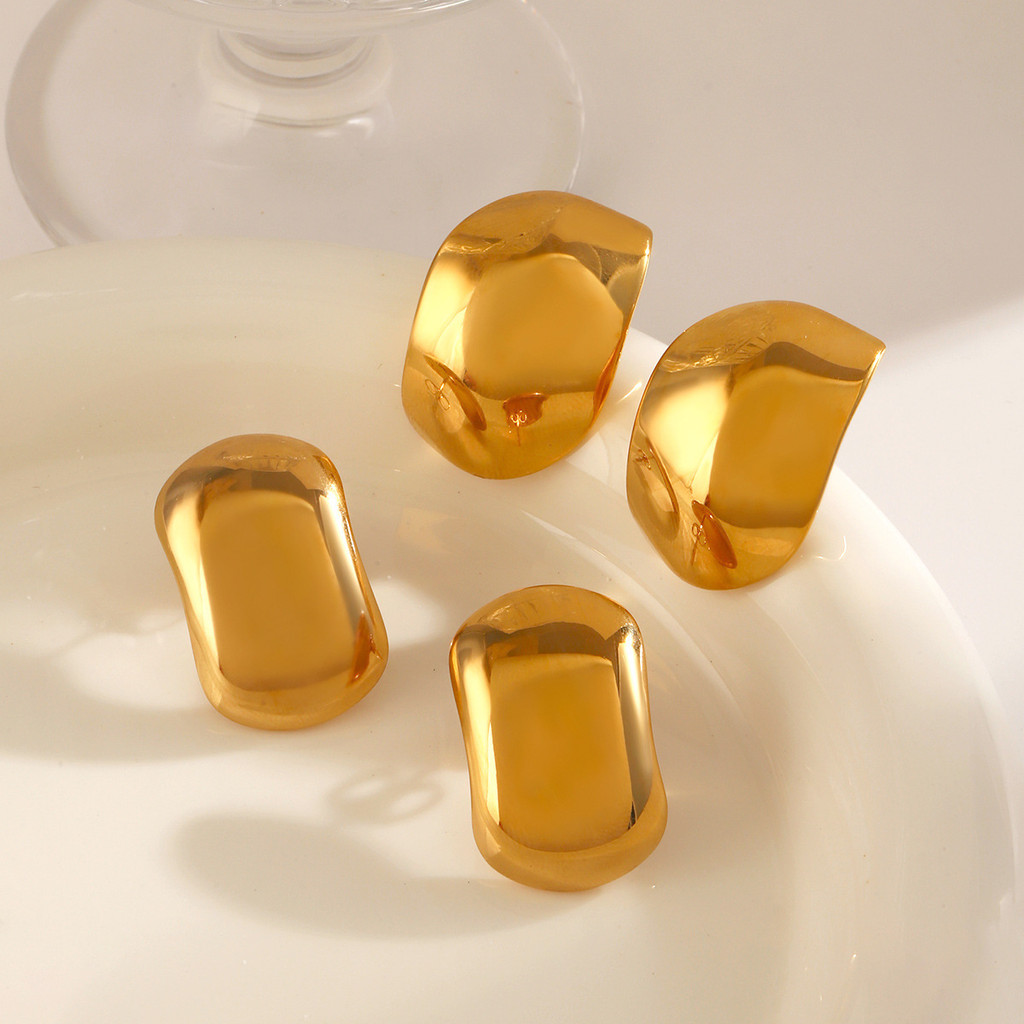 Anting-anting mode Eropa dan Amerika populer stainless steel tangan dipoles anting-anting geometris 