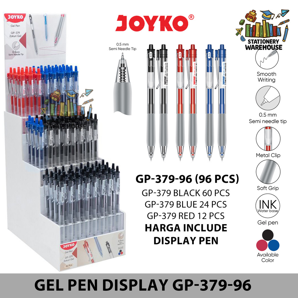 

Gel Pen Pulpen Pena Joyko DISPLAY STAND GP-379-96 Zokuri Gel 0.5 mm