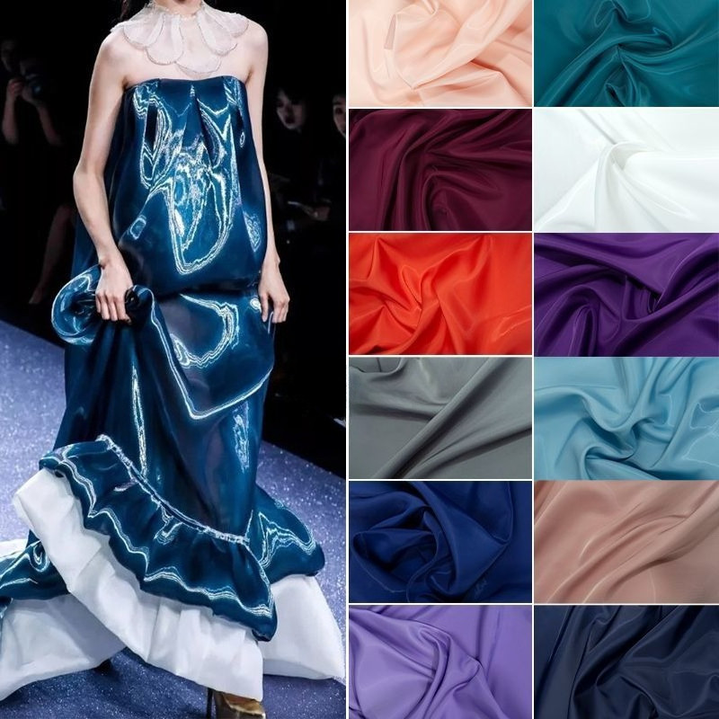 

Water Light Reflective Fabric Smooth By The Meter for Dress Straps Shirt Diy Designer Cloth Sewing Thin Not Elastic Pink Blue