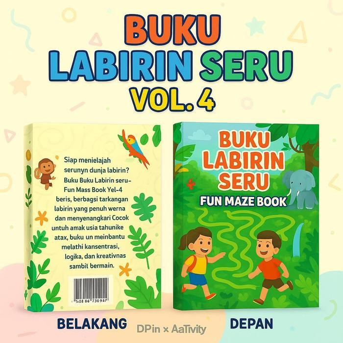 

DpinxAaTivityBuku Gambar Mewarnai [ LABIRIN SERU ] Anak Karakter Lucu – Edukasi & Hiburan Kreatif | Buku Aktivitas Belajar Menggambar untuk PAUD TK SD - A4