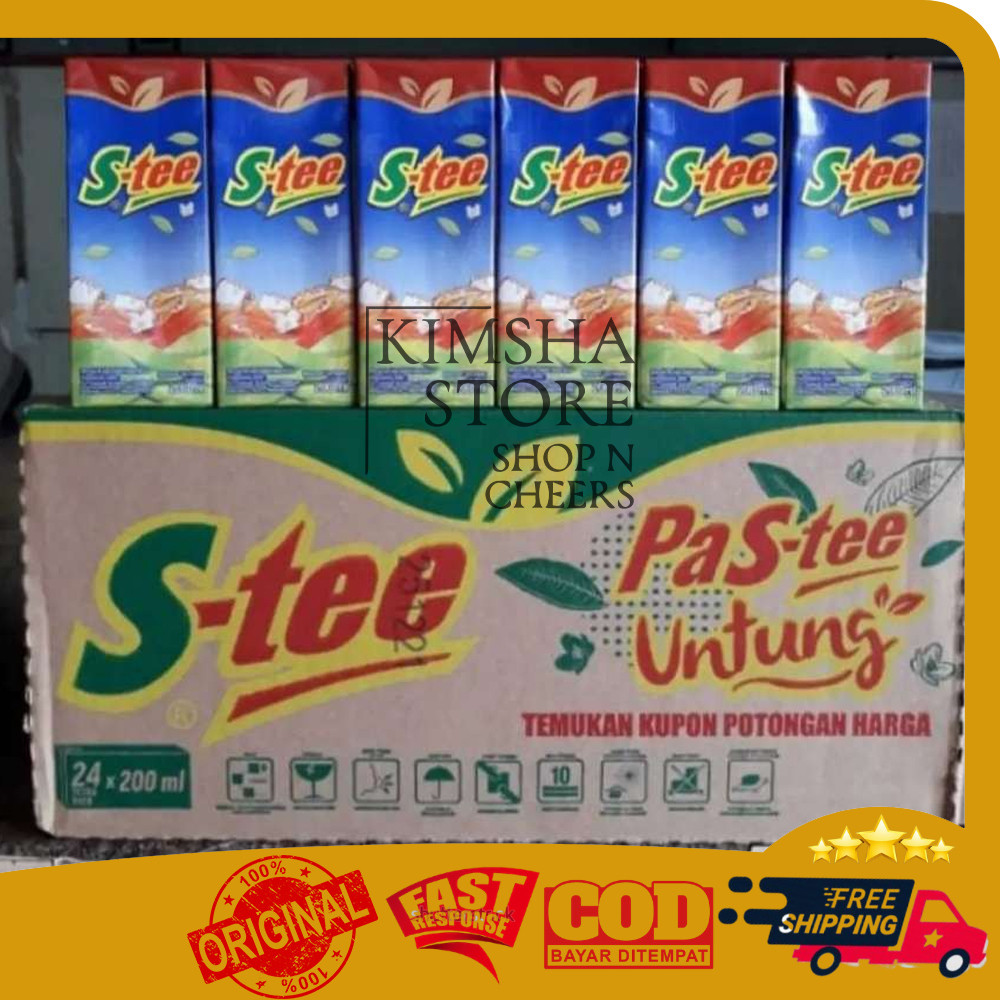 

New S-tee Kotak 200 ml Minuman Tea Drink Stee 200ml Teh Kotak S Tee Dus Box Karton isi 24pcs OriginalPremium