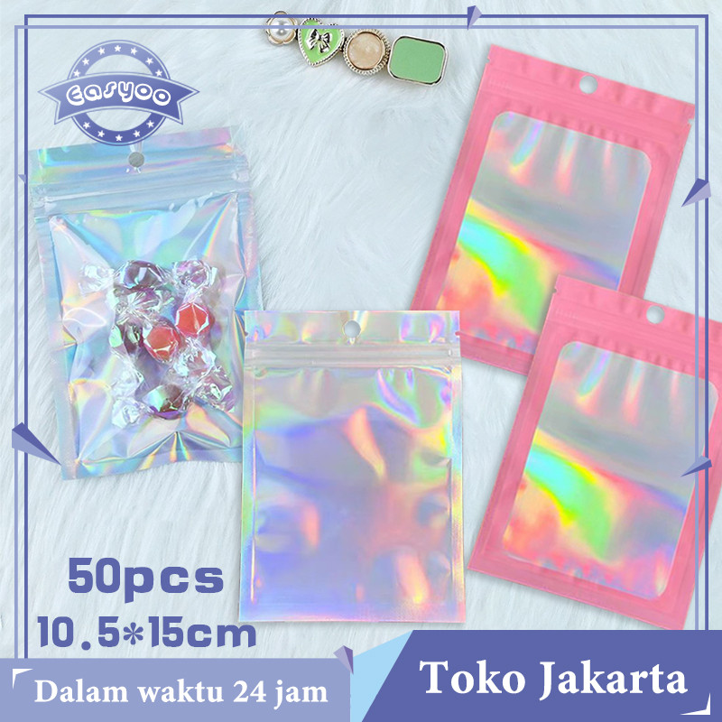 

​​Set Plastik Ziplock Klip Hologram 50pcs Plastik Klip Aksesoris Flat Plastik Zip Lock Klip