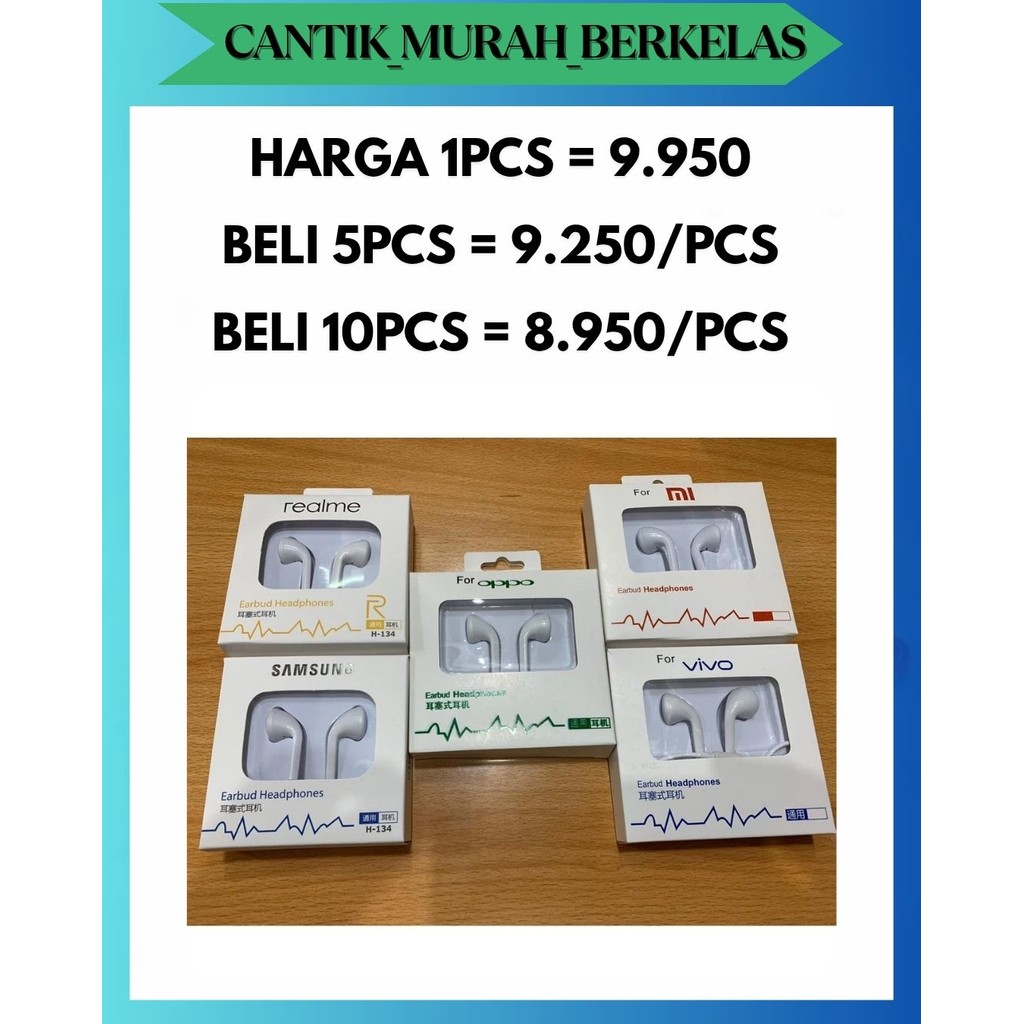 CMB HANDSFREE EARPHONE HEADSET HF BRANDED MH133 MH130 MH-133 R9 PACKAGING BOX