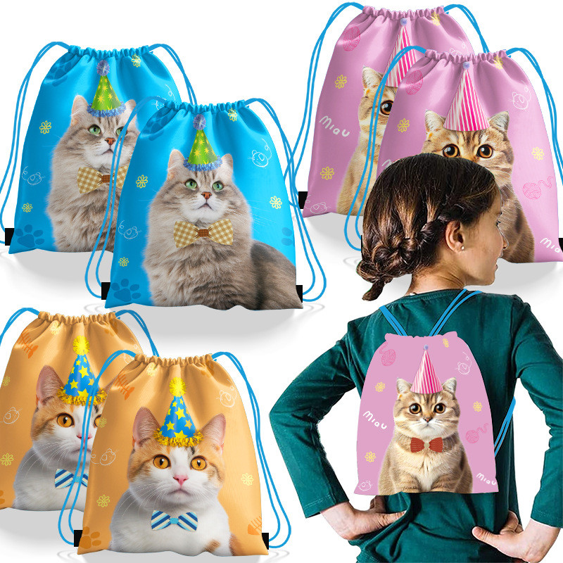 

Pink Colorful Cat Paw Nonwoven Fabric Candy Bags Gift Bags With Handles For Animal Pet Theme Birthday Party Decorations Favors