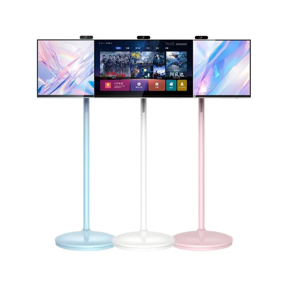 Movable Battery Powered Lcd Display23.8 inch Portable Mobile Tv With Stand Smart Tv Rechargeable Tou