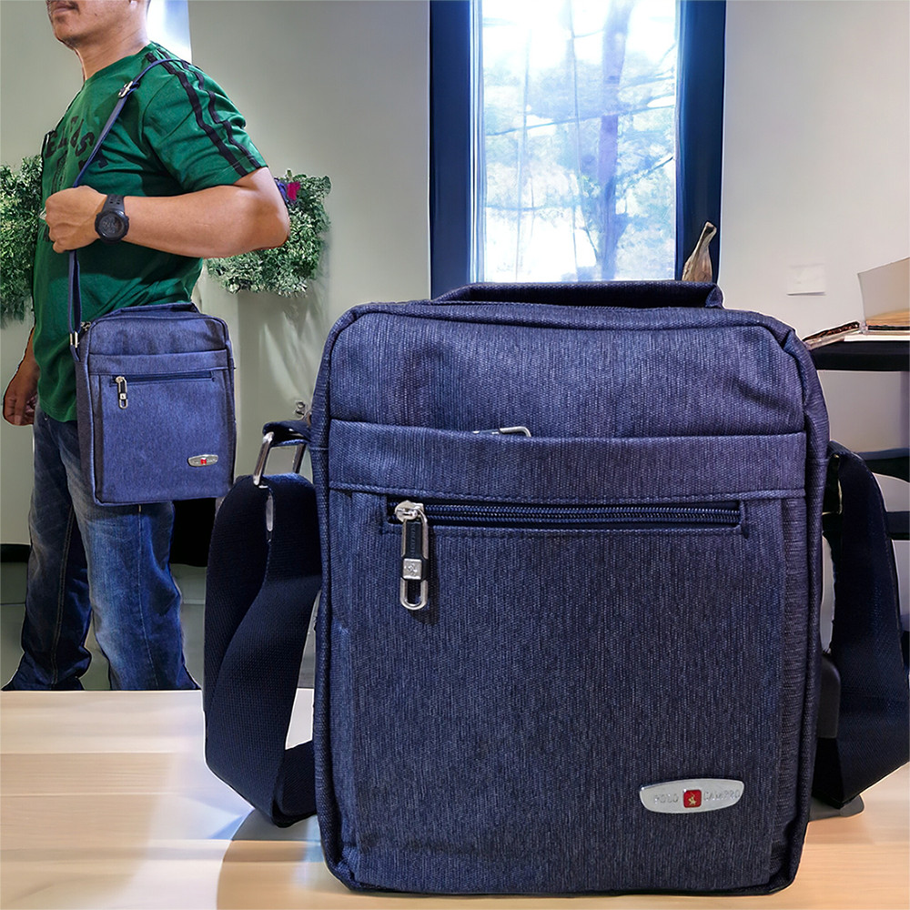 NK29WA Tas Selempang POLO CAMPRO Tebal Import  Slingbag Pria Ukuran L Dan M Dengan Port USB