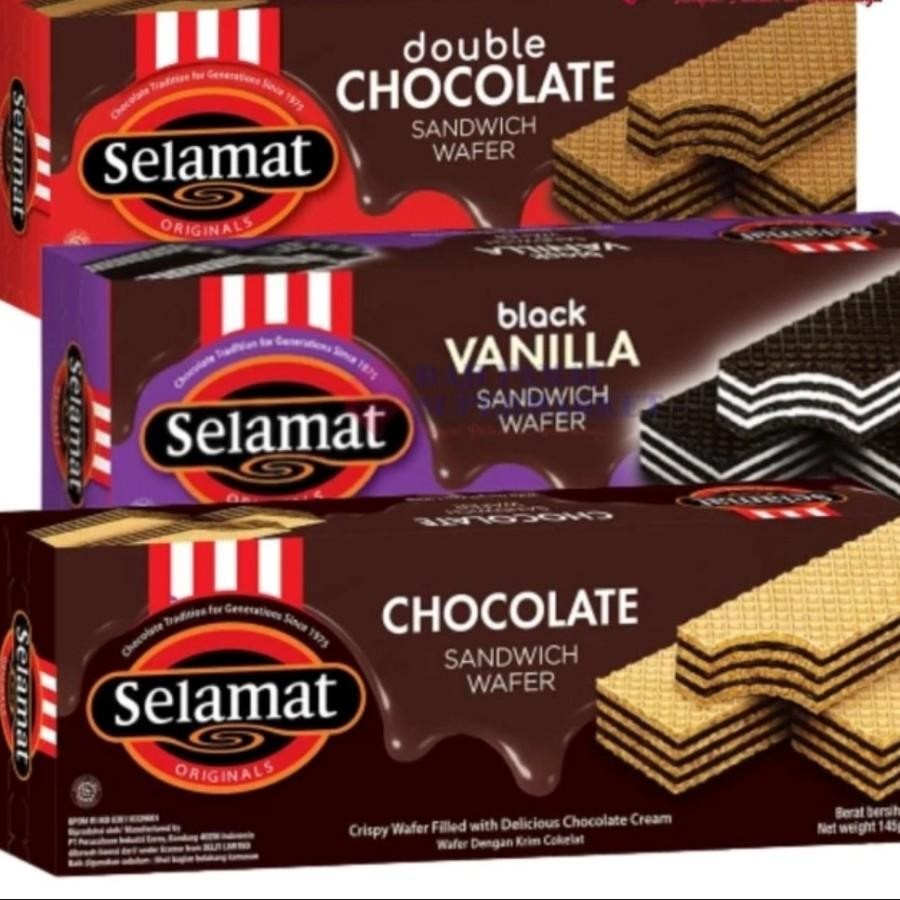 

Selamat Wafer Sandwich Wafer Rasa Coklat / Double Coklat / Black Vanilla 145gr