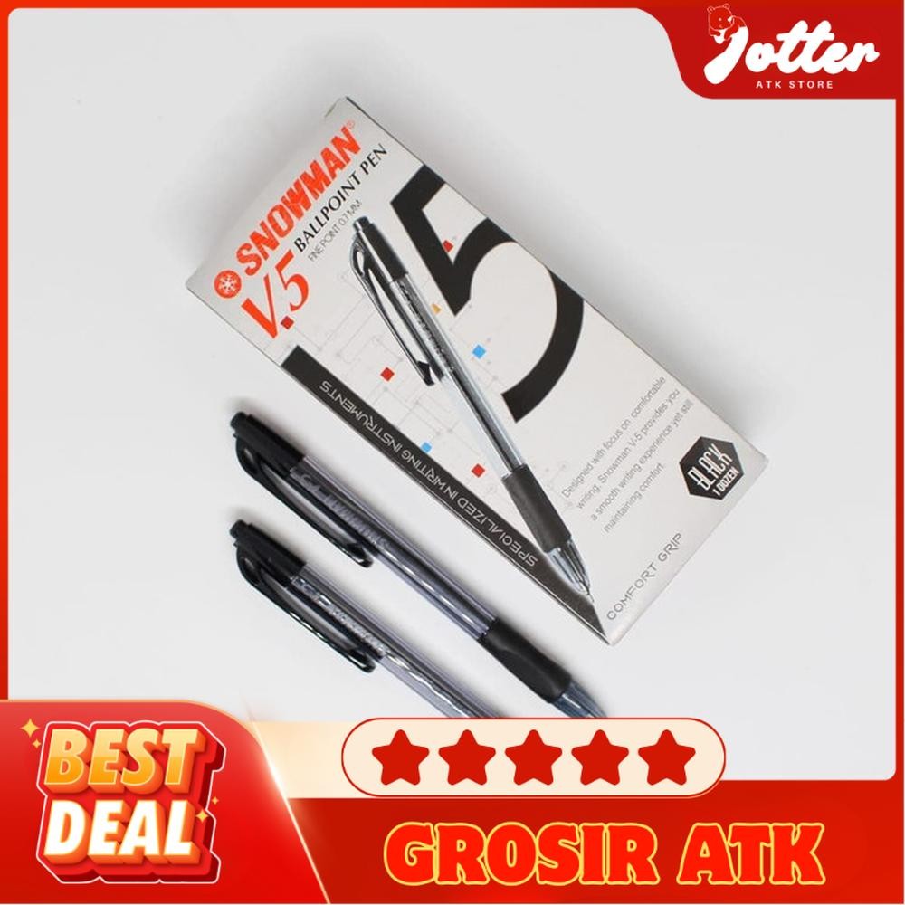 

(PACK) BOLPEN SNOWMAN V5 HITAM @12PCS