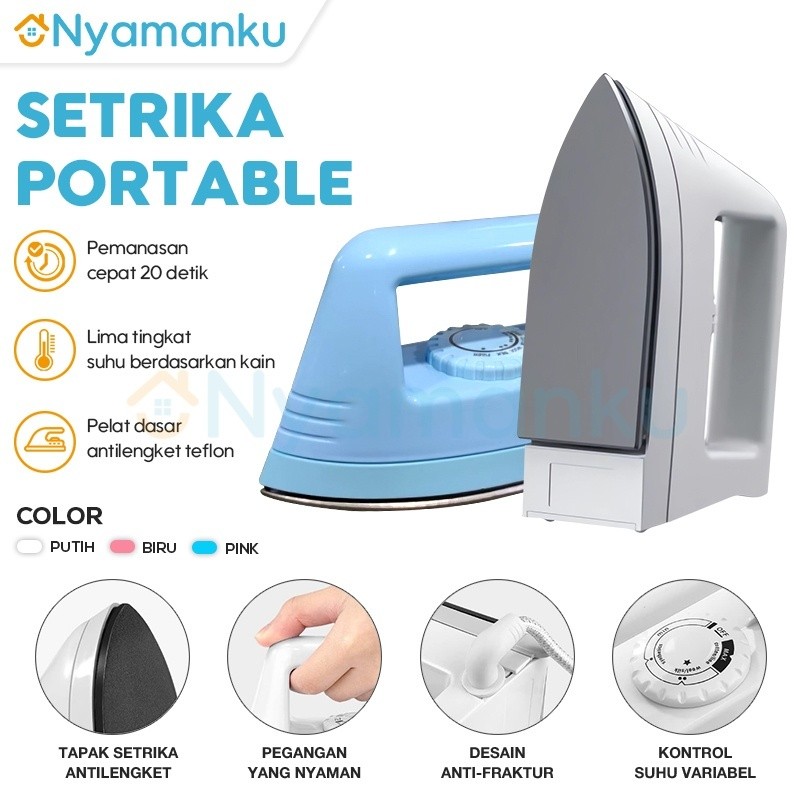 【Ready Stock】Setrikaan Portabel Iron Setrika Lipat Setrika Mini Traveling Setrika Listrik Mini Iron 