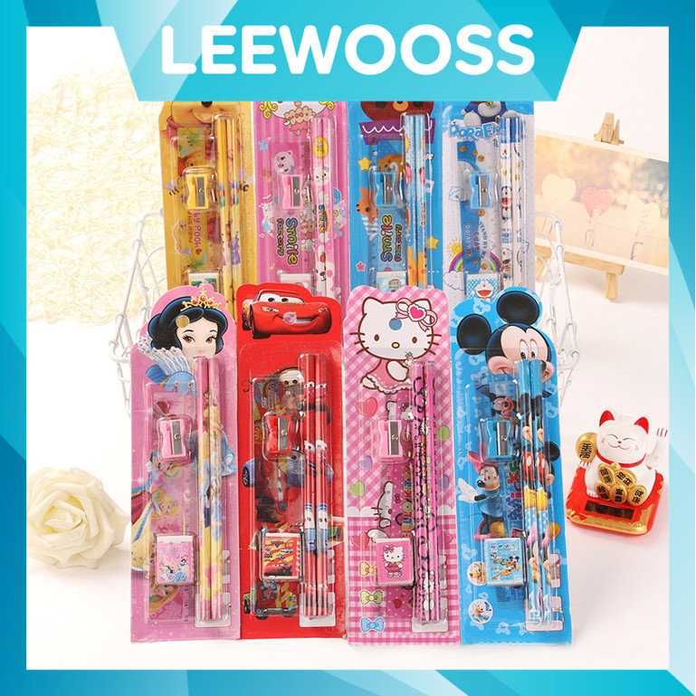 

LEEWOOSS S5686 Stationary Set 5 in 1 Karakter / Alat Tulis Sekolah / Paket Alat Tulis / Mini Stationary / Set Alat Tulis Pensil