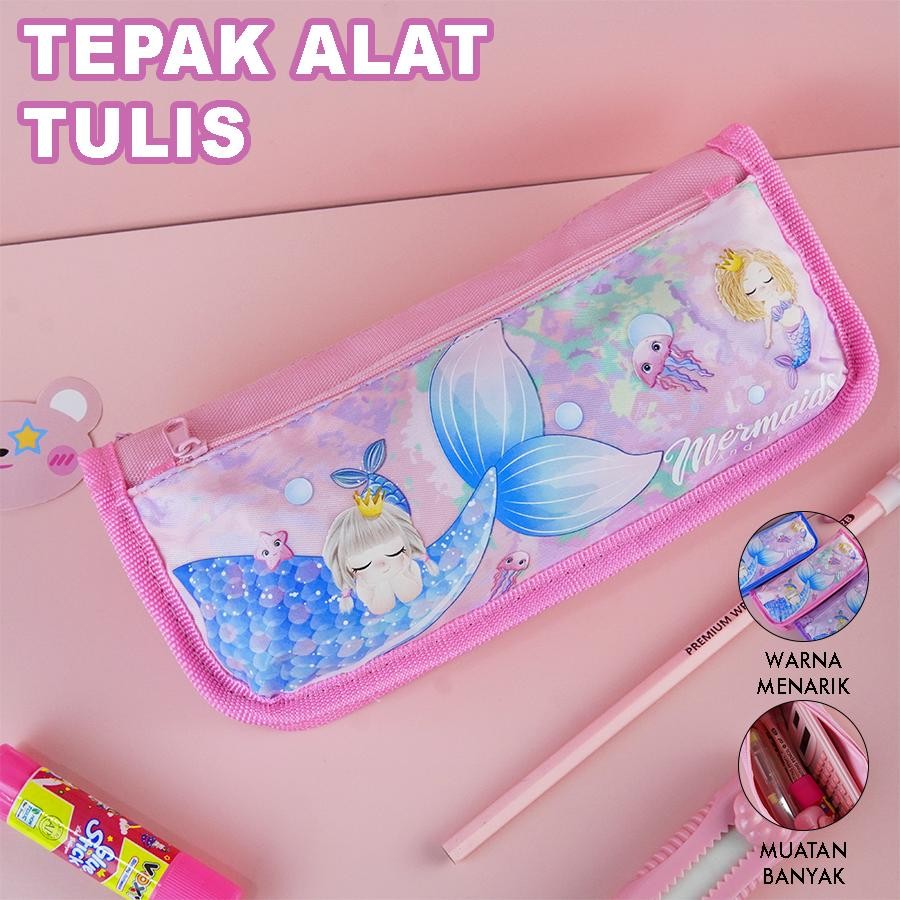 

Tempat Pensil Anak Motif Mermaid Desain Lucu - Kotak Pensil Besar Warna Pink Biru Ungu BA-5074