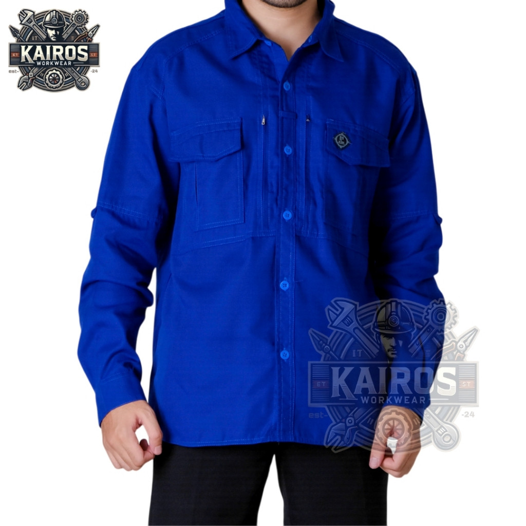 BAJU KEMEJA LAPANGAN LENGAN PANJANG TACTICAL MTAC BIRU