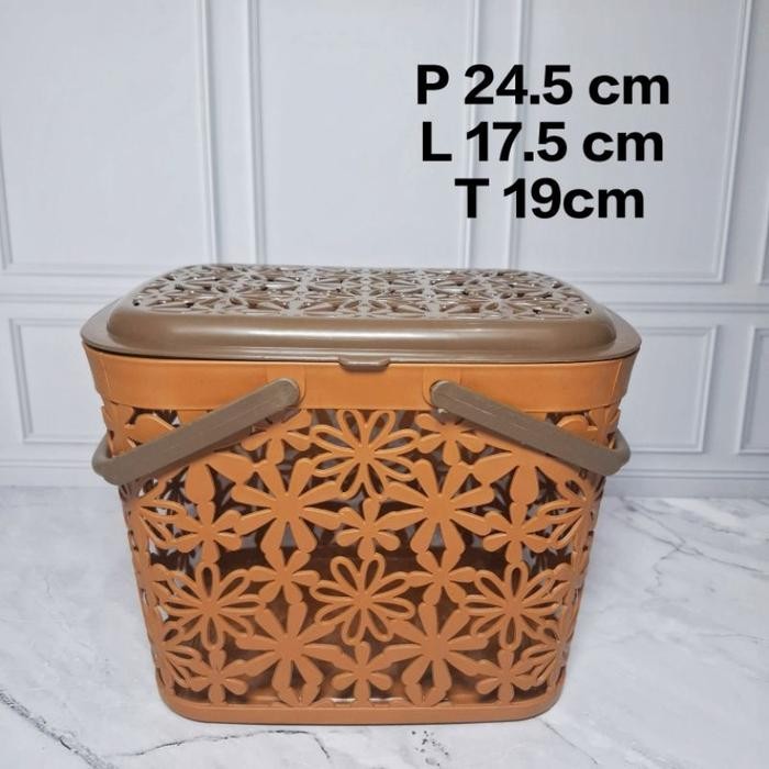 

12PCS Keranjang melati hajatan coklat plastik serbaguna pakai tutup syukuran