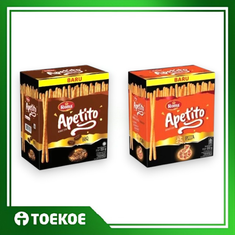 

TOEKOE Biskuit Roma Apetito Rasa Pizza/BBQ Kemasan Box Isi 12pcs