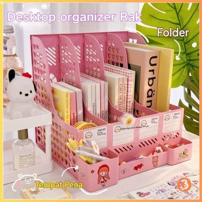 

New [Penjual Lokal] Desktop organizer Rak Buku Rak pena Dapat dilepas dan dirakit Rak Penyimpanan File organizer BoxPremium
