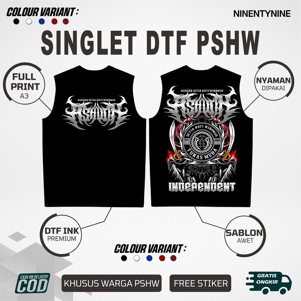 KAOS SINGLET PSHW ASUHAN SETIA HATI WINONGO ASIN INDEPENDENT SINGLET PSHW TERBARU - SINGLET PSHW LAM