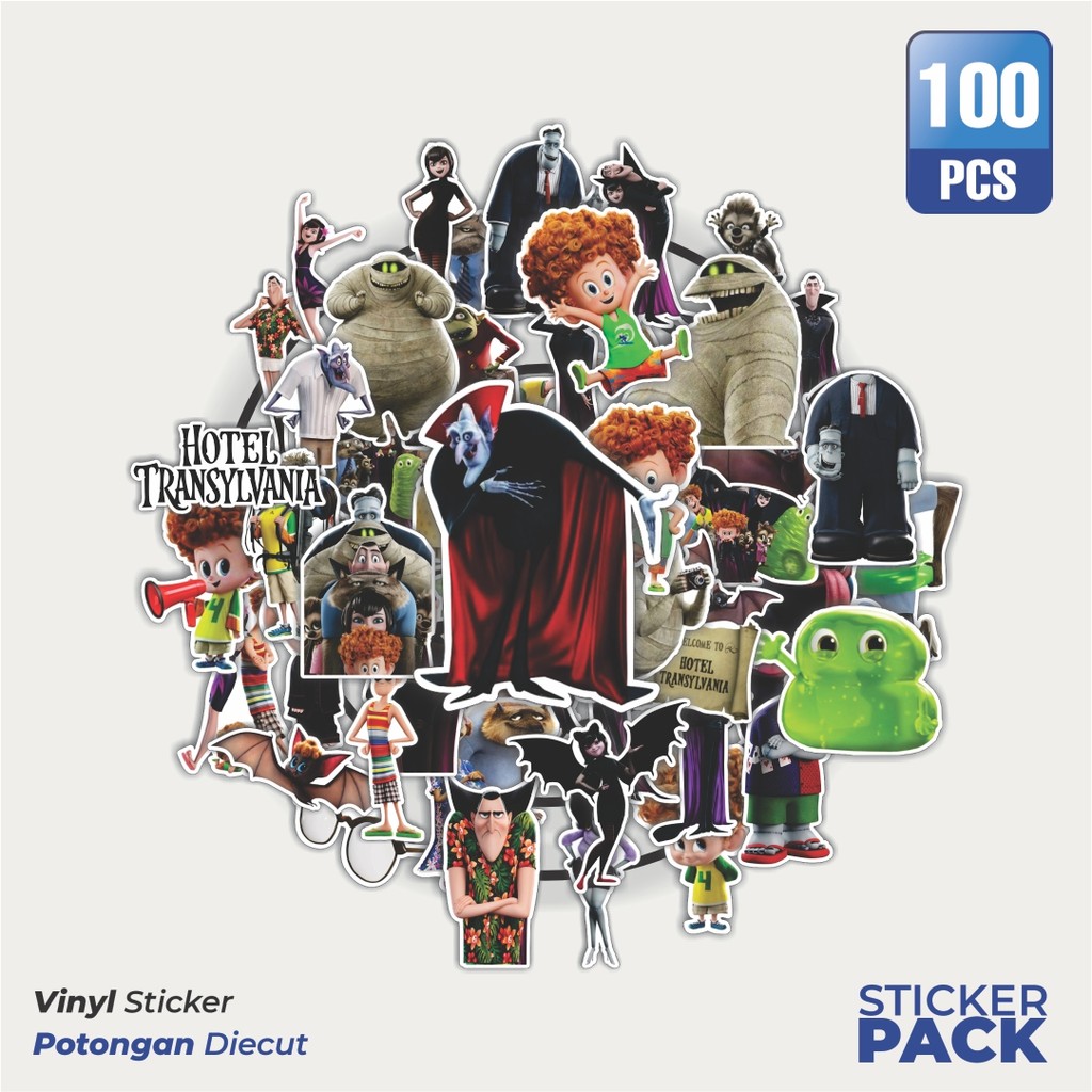 

Super Hemat! 100 PCS Stiker Kartun Hotel Transylvania Waterproof Aesthetic- Untuk Laptop, Motor, dan Helm - Paper Stationery Pack