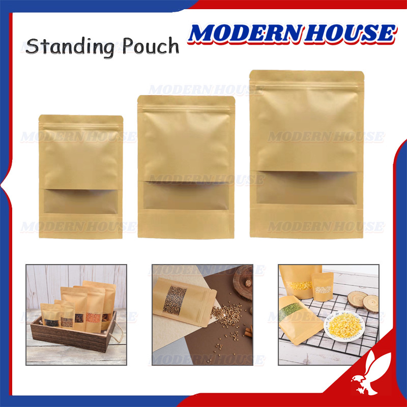 Standing pouch kraft paper ziplock window / Window Standing POUCH Ecopack / Kertas Paper Kraft / Sta