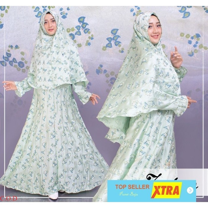 Pusat Baju Syarii Zahira Hijau mint OX Ghamis wanita satin Hijau Mint Supliyer Fashion