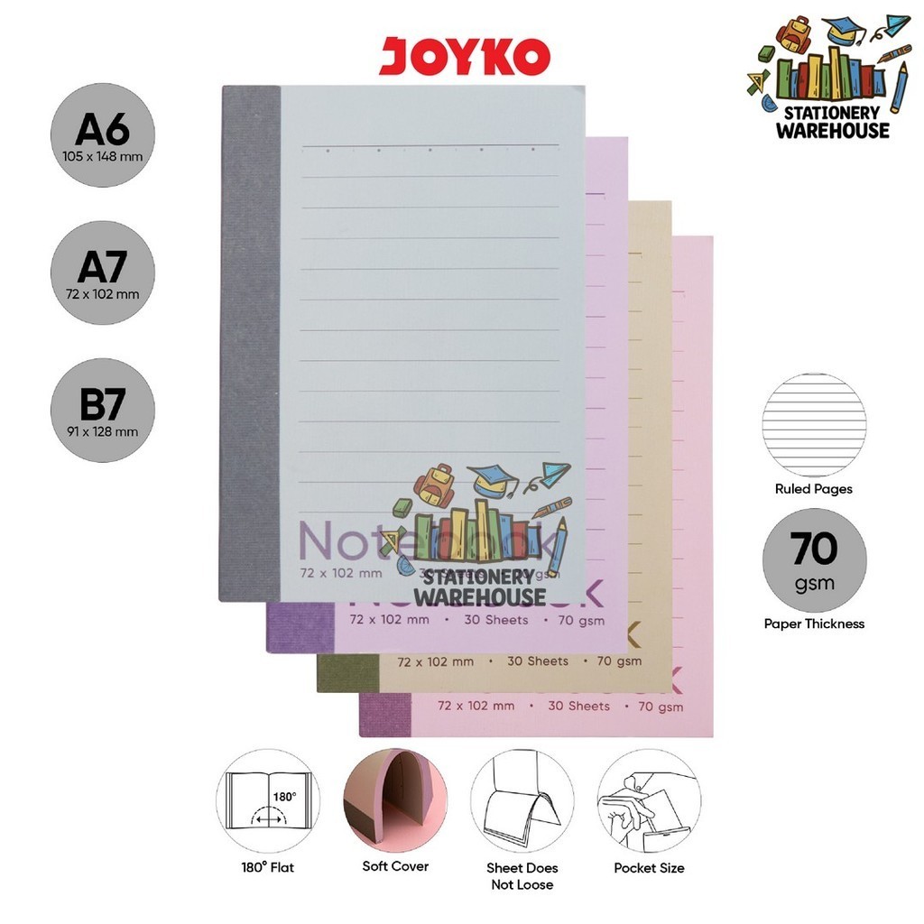 

Buku Tulis Catatan Bergaris Ruled Notebook Joyko NB-733 A7 B7 A6