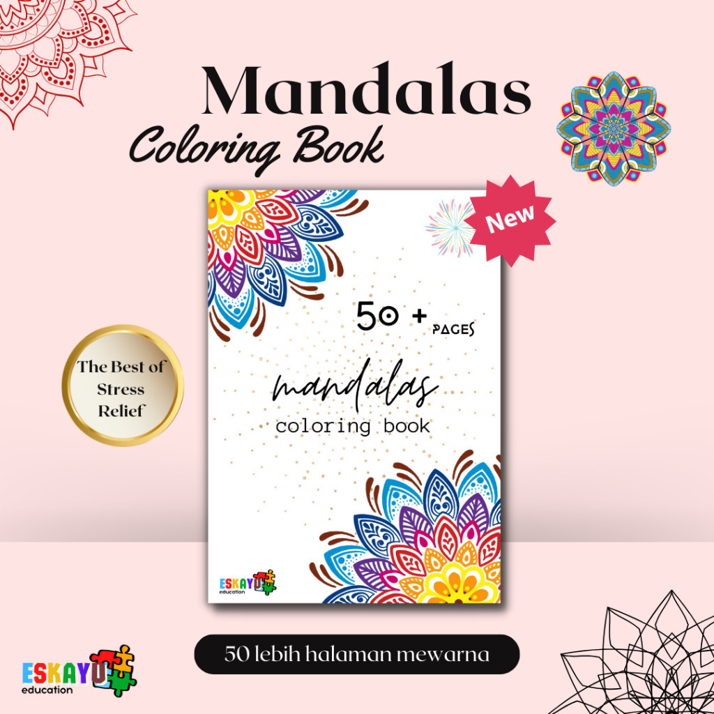50+ pages Mandalas Coloring Book / Mewarnai Mandalas / Stress Anxiety Relief / Mewarnai untuk dewasa