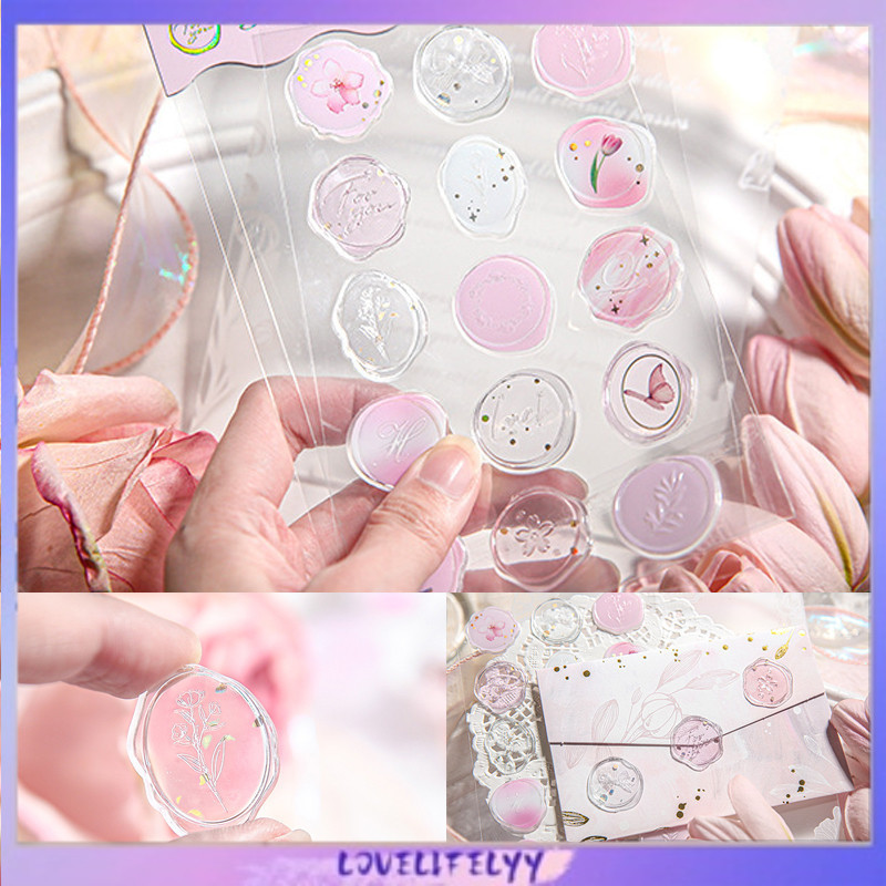 

Stiker segel stempel panas, stiker dekoratif amplop saku segar, stiker penyegelan lucu -LOY