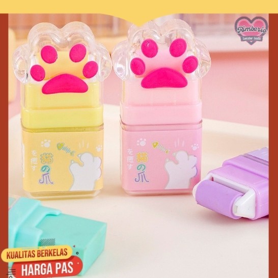 

[GROSIR ATK] PENGHAPUS PENSIL LUCU BENTUK KEMASAN PAW KUCING KAWAII WARNA PASTEL AESTHETIC