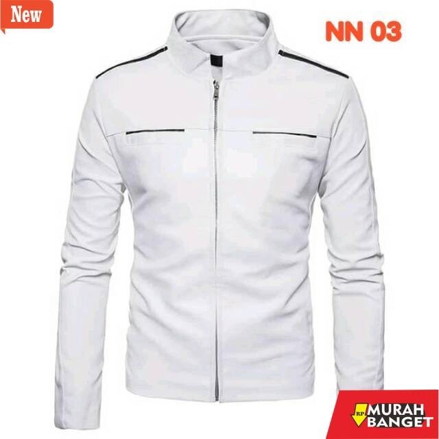 jaket kulit pria garut Jaket semikulit pria putih casual trendy gaul