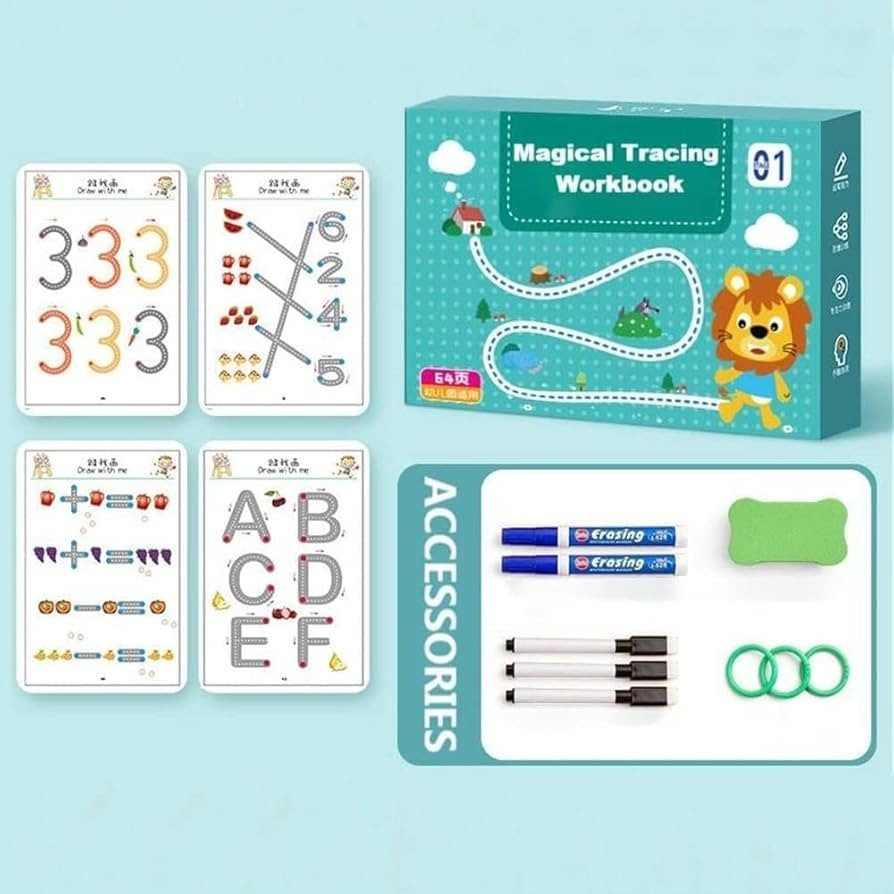 

ATS TRACING WORK BOOK [FREE 6 SPIDOL + PENGHAPUS] BUKU BELAJAR ANAK REUSABLE ACTIVITY MAGIC EDUKASI