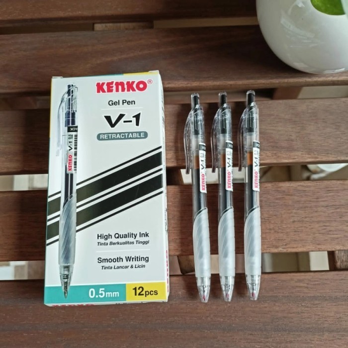 

promo ✨ -PULPEN PEN GEL KENKO V1 HITAM, MODEL SAMA K1 HITAM
