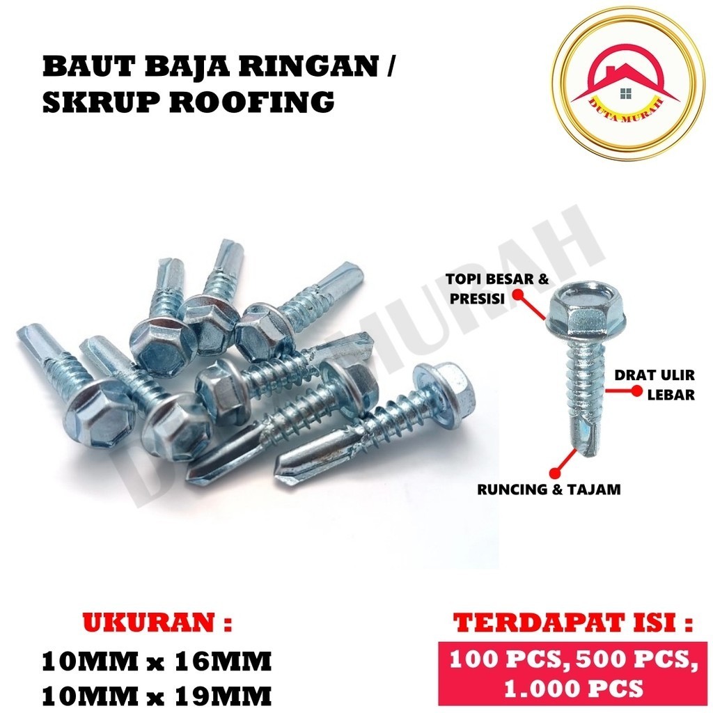 Baut baja ringan Skrup Baja Ringan Canal Roofing Sekrup paku drilling screw tajam
