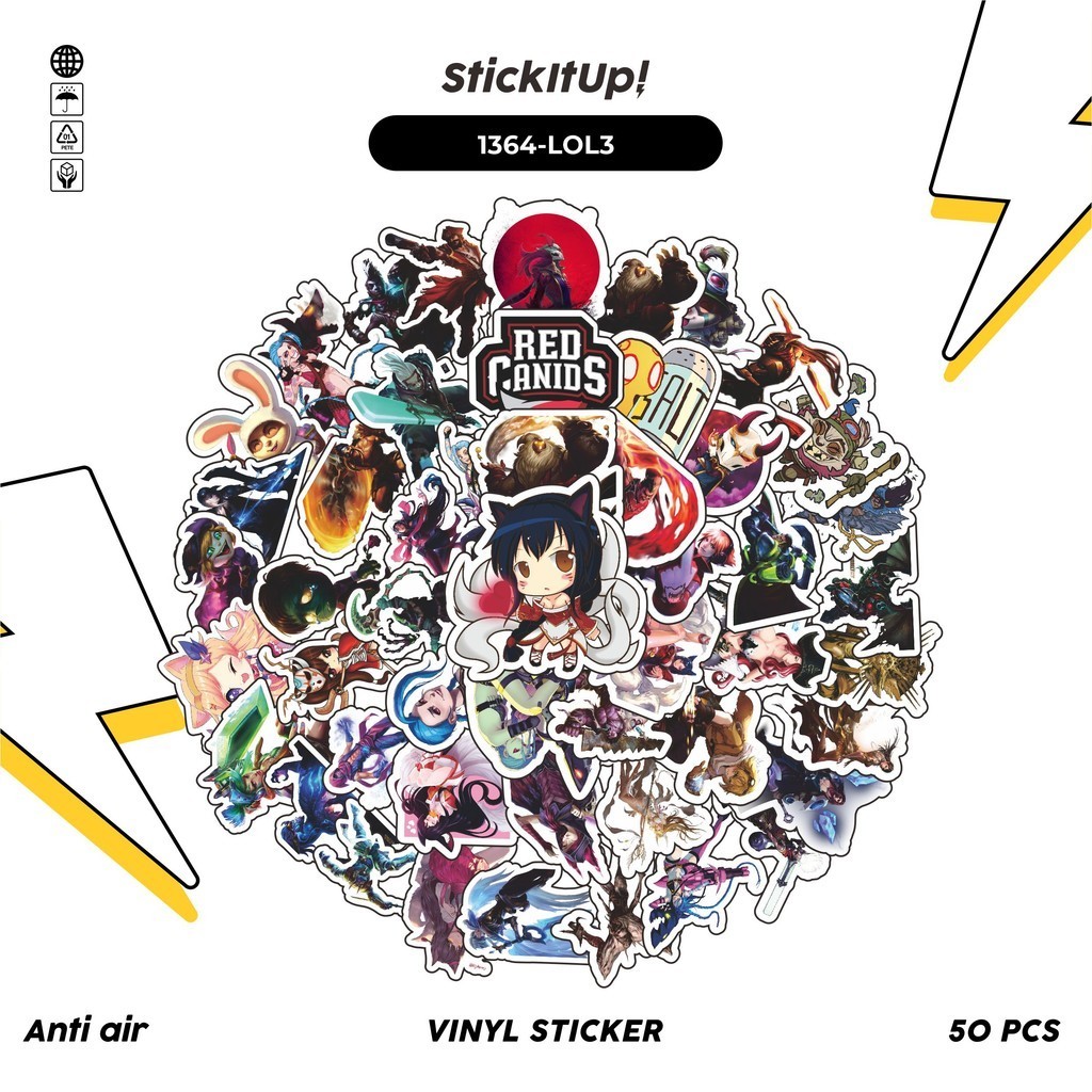 

COD✨ 100 Pcs Stiker Pack League of Legends v3 Lucu Aesthetic Vynil Waterproof untuk Freebies Sticker Buku Journal Casing HP Laptop