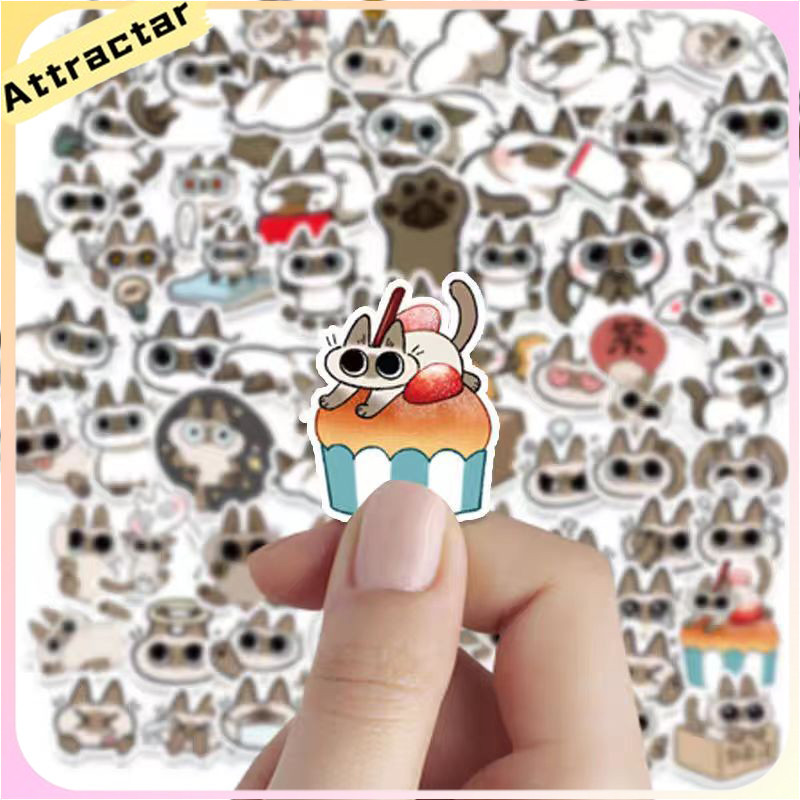 

Lucu Siam Cat Hand Ledger Sticker Piala Air Stiker Dekoratif Stiker Ponsel Tahan Air