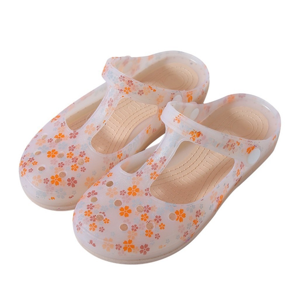 VEBLEN OFFICIAL Sandal Sepatu Wanita Clog Wanita Variasi Gambar Star & Bunga Floral Karet Jelly & Ev