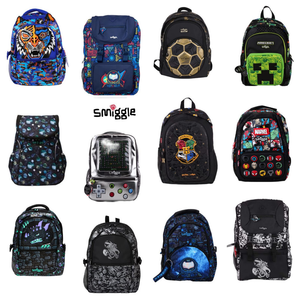 QC94EV Smiggle  Marvel space Black budz Dinosaur Astronaut tiger Backpack Tas Ransel SD SMP Anak Rep